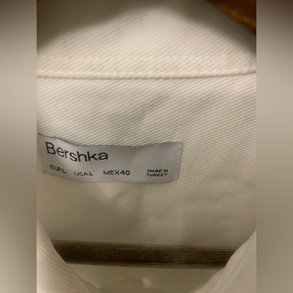 BERSHKA Men’s Oversized White Double Pocket Button Street Urban Shirt 40 Large L - Picture 8 of 10